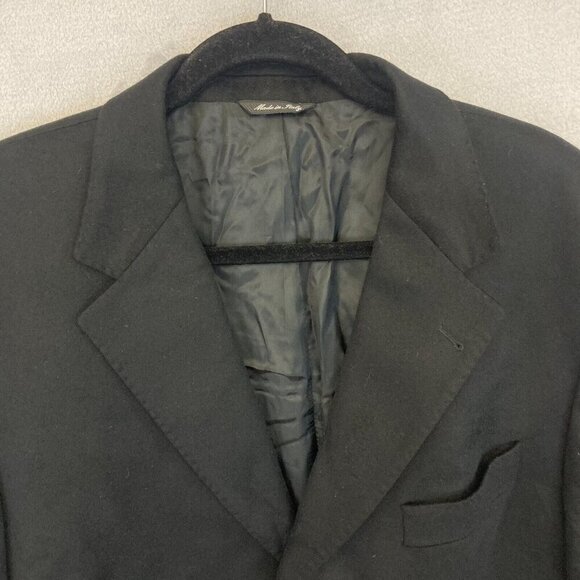 Hathaway Platinum 100% Cashmere Sports Coat Blazer Jacket Mens 46L Italy Black - Picture 6 of 14